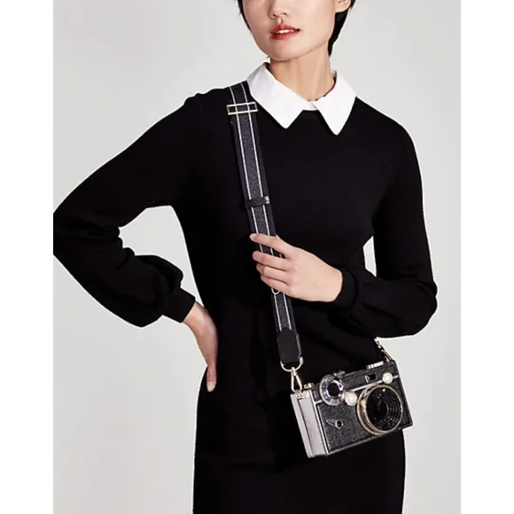 Kate Spade Novelty Clic 3D Camera Bag Metallic Leather Clutch Crossbody - Picture 4 of 15